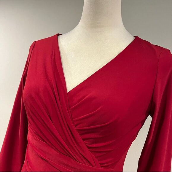 Chaps faux wrap long sleeves knee formal mini dress size small - Picture 2 of 13